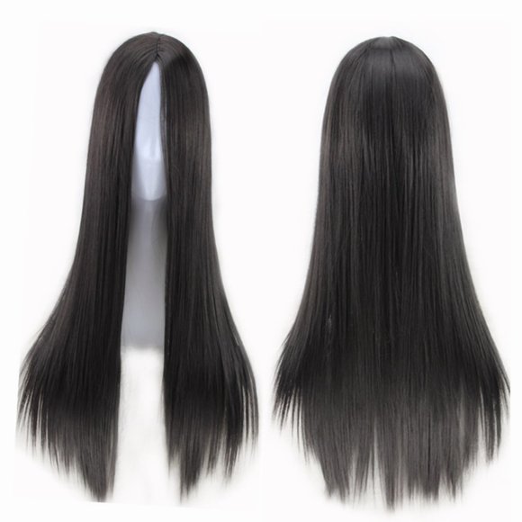 Black straight hair wig Inches 10 12 14 16 18 20 22 24 - Picture 1 of 3